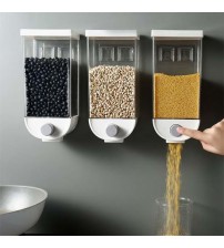 1 Pcs Wall Mounted Kitchen Food Storage Rice Container Airtight Cereal Dispenser Tank 1000ml